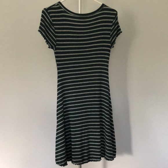 Forever 21 A Line Green Striped T Shirt Dress Sz L - Picture 2 of 6
